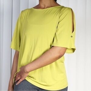Susan Graver Womens Size S Stretch‎ Liquid Knit Sleeve Cutout Top